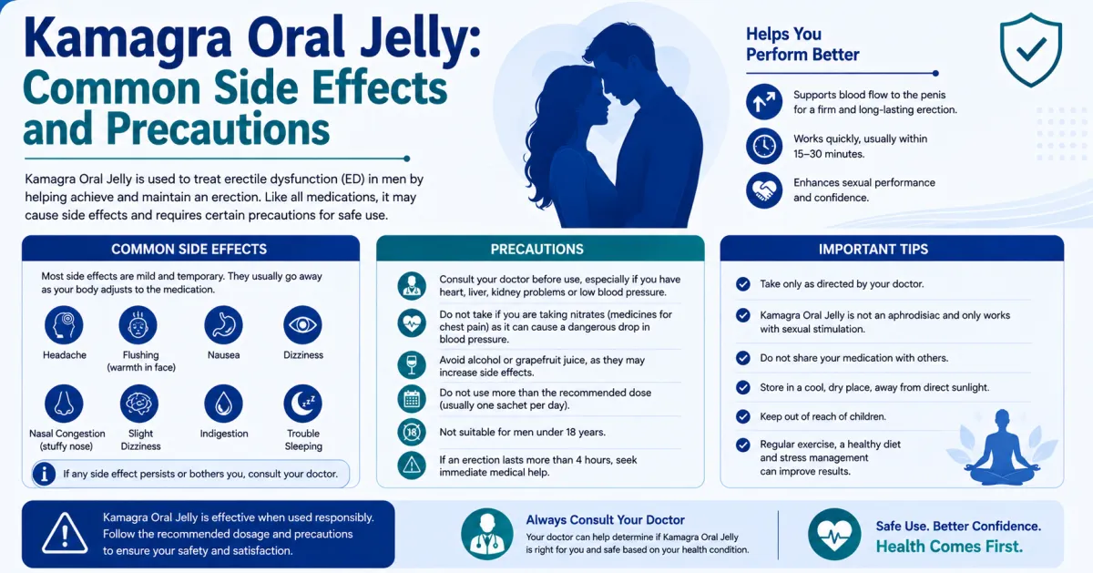 Kamagra Oral Jelly: Common Side Effects and Precautions