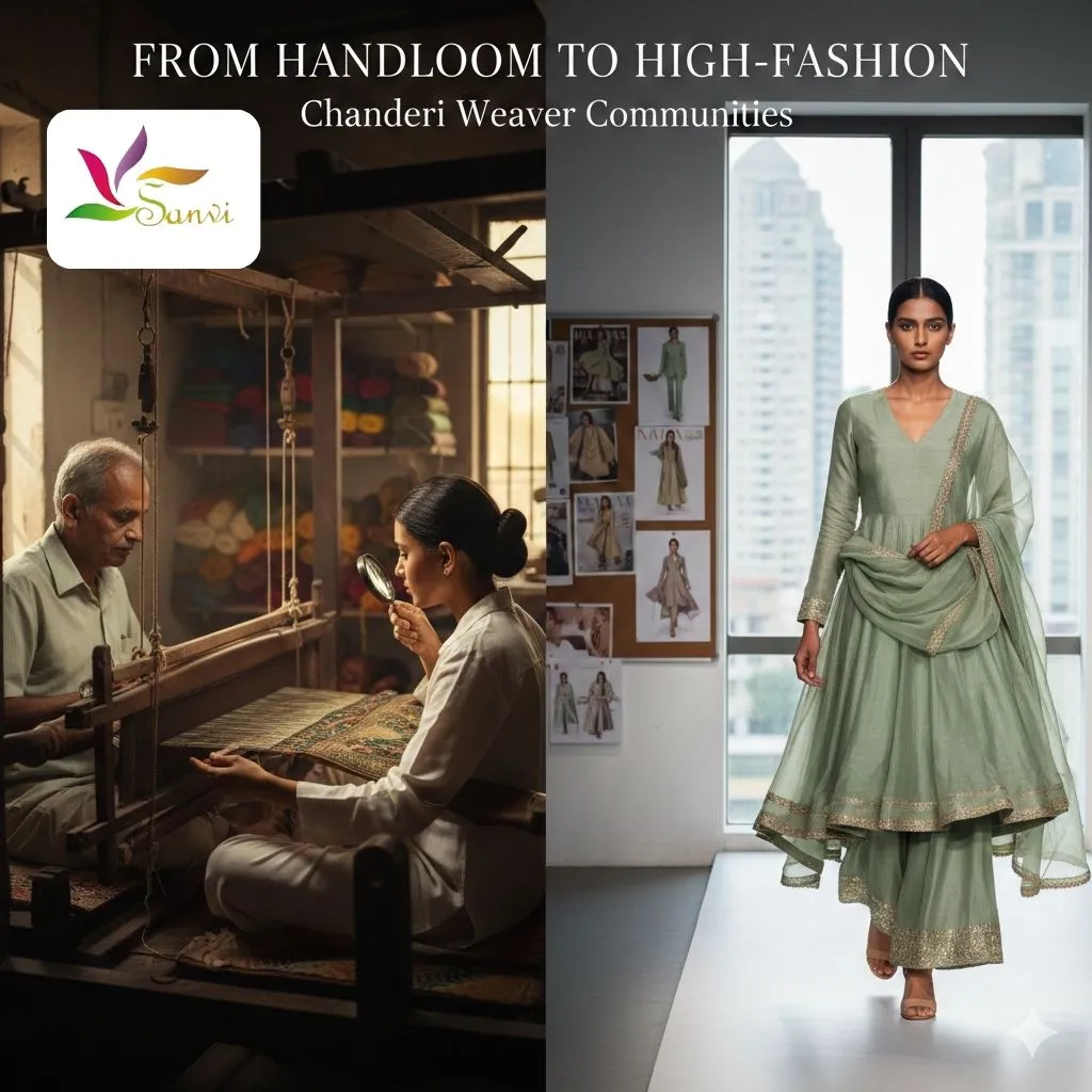 Traditional Chanderi Weaver Craftsmanship: From Handloom to High-Fashion